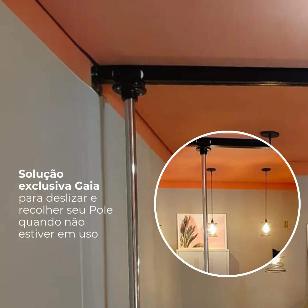 POLE REMOVÍVEL QUICK LOCK EM TRILHO (DE PAREDE A PAREDE)